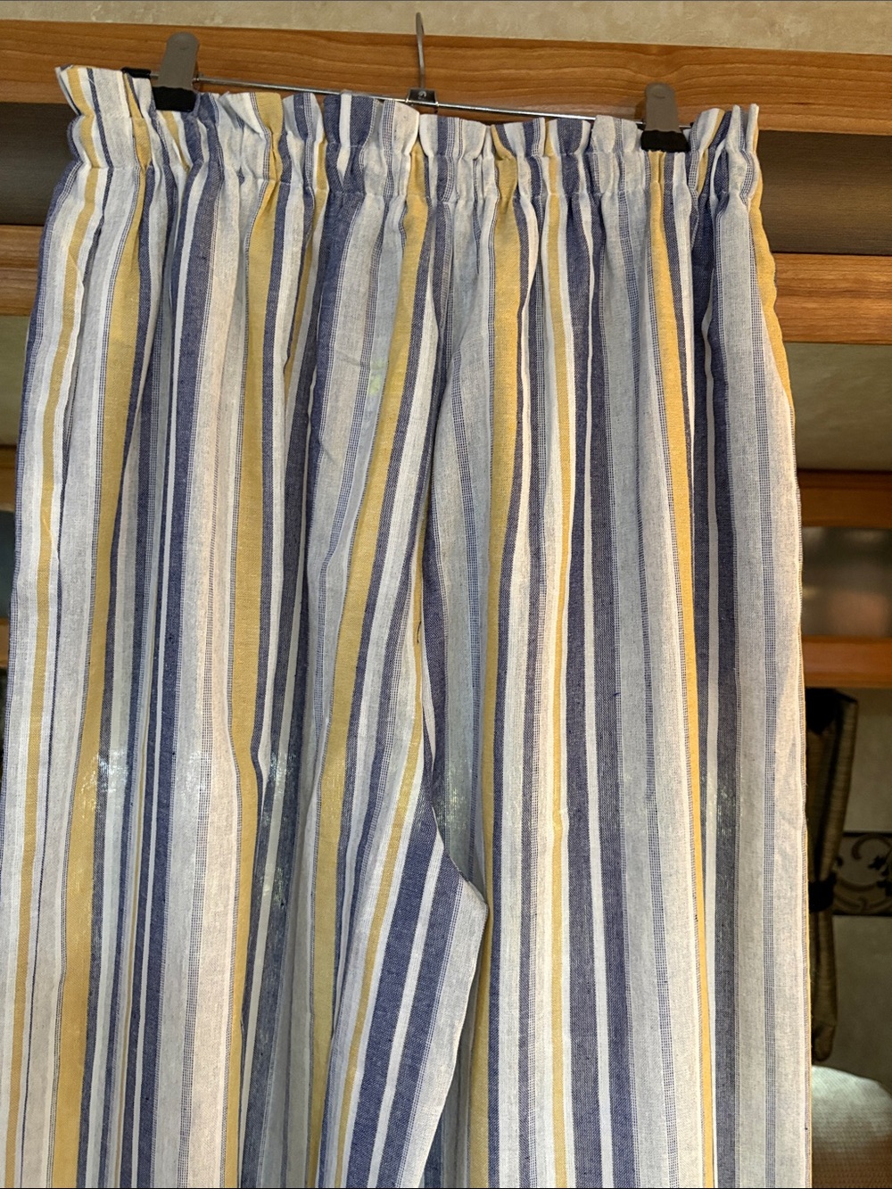 PAPILLON Striped Blue and Yellow Drawstring WIDE LEG Pants NWT size L - Picture 5 of 11